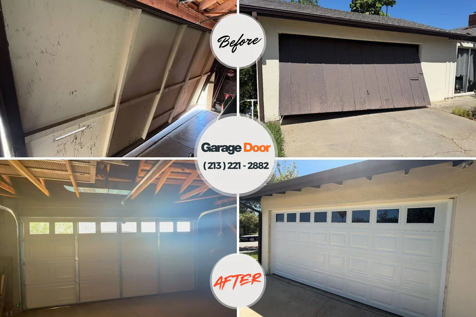 Before and after: garage door spring repair Cresco, IA